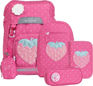 Skolas mugursoma Classic komplekts Strawberry